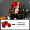 OSALADI Rose Wedding Headband, Halloween Floral Headpiece Hair Hoop, Day of The Dead Mexican Headband Hair Accessories for Wedding Prom Birthday Cosplay Party Photo Prop view 4
