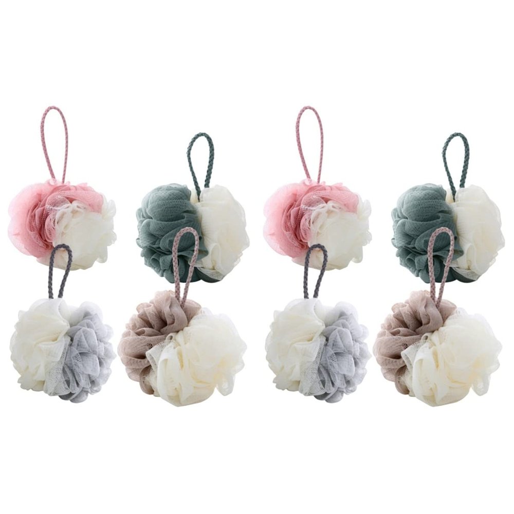 Zerodeko 8pcs Double Exfoliating Mesh Sponge for Gentle Skin Cleansing for Shower and Travel Use