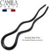 Camila Paris CP3285 French Twist Stick Hair Fork, Large Wavy U Shaped Hair Pin Clip for Spiral Updo and Bun, Black, Fashion Flexible Durable Styling Hair Accessories for Women, Made in France view 2