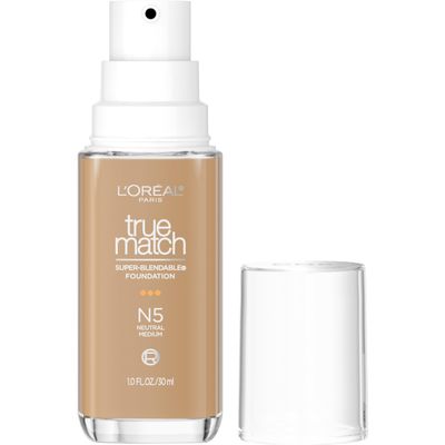 L'Oreal Paris True Match Super-Blendable Foundation, Medium Coverage Liquid Foundation Makeup, N5, Medium, 1 Fl Oz