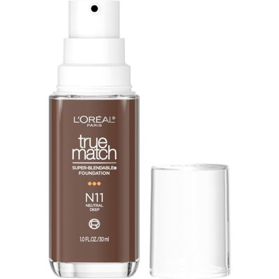 L'Oreal Paris True Match Super-Blendable Foundation, Medium Coverage Liquid Foundation Makeup, N11, Deep, 1 Fl Oz