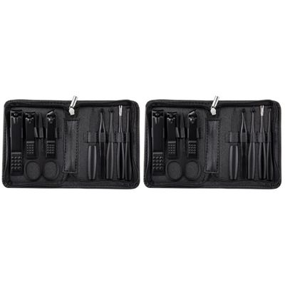 Beavorty 2sets Complete Nail Care Kit Nail Clippers File Tweezers Scissors Ear Pick for Women Men