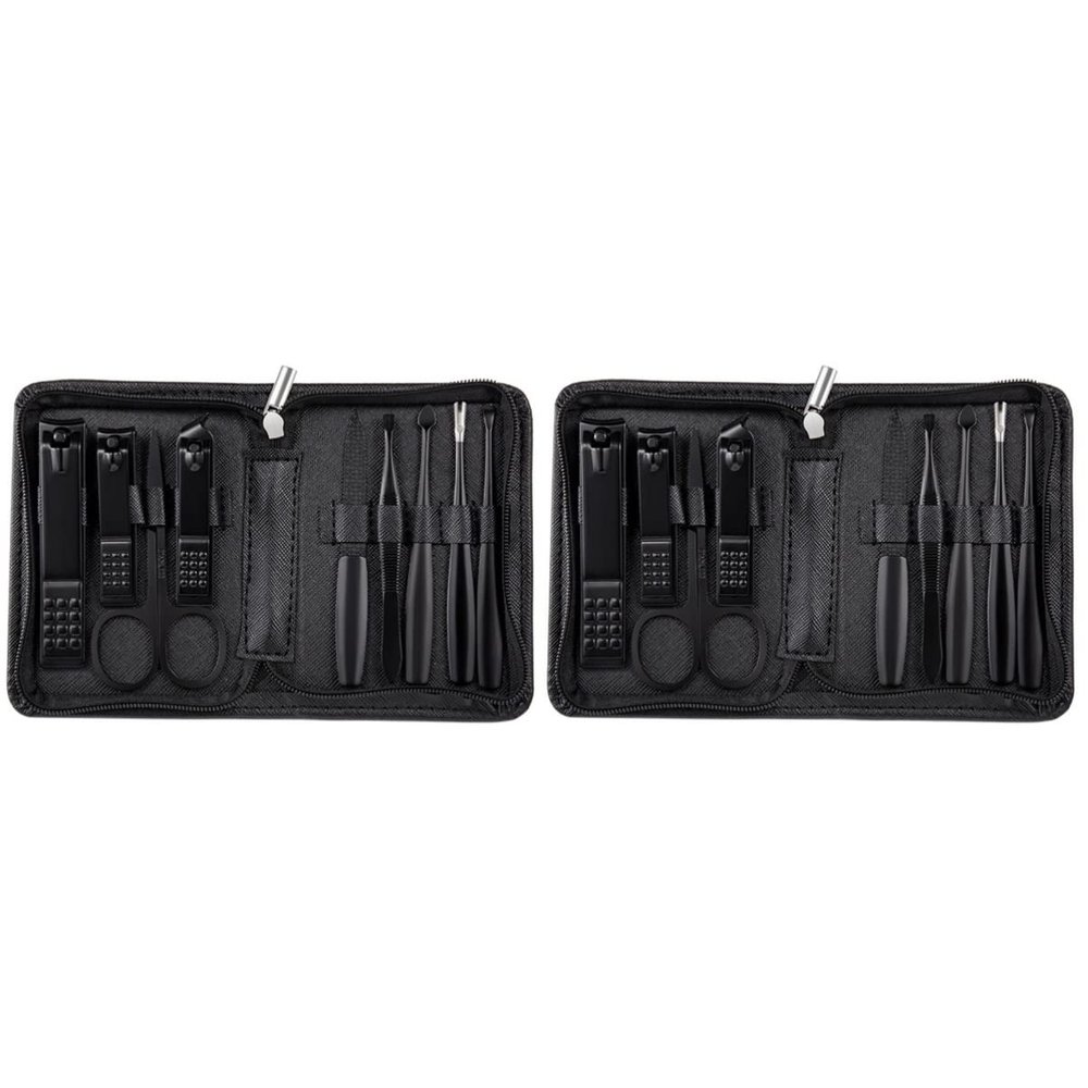 Beavorty 2sets Complete Nail Care Kit Nail Clippers File Tweezers Scissors Ear Pick for Women Men