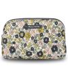 Bella Taylor Large Quilted Cotton Makeup Pouch for Women, Travel Cosmetic Bag, Quilted Cotton Delicate Floral Charcoal view 1