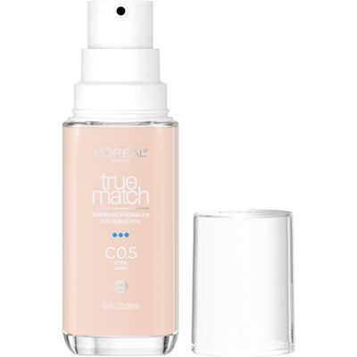 L'Oreal Paris True Match Super-Blendable Foundation, Medium Coverage Liquid Foundation Makeup, C0.5, Light, 1 Fl Oz