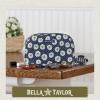 Bella Taylor Large Quilted Cotton Makeup Pouch for Women, Travel Cosmetic Bag, Quilted Cotton Dotted Daisy Navy Floral view 2