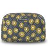 Bella Taylor Large Quilted Cotton Makeup Pouch for Women, Travel Cosmetic Bag, Quilted Cotton Dotted Daisy Charcoal Floral view 1