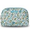 Bella Taylor Large Quilted Cotton Makeup Pouch for Women, Travel Cosmetic Bag, Quilted Cotton Delicate Floral Blue view 1