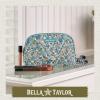 Bella Taylor Large Quilted Cotton Makeup Pouch for Women, Travel Cosmetic Bag, Quilted Cotton Delicate Floral Blue view 2