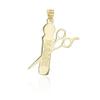 Claddagh Gold - 10K Yellow Gold Personalized Name Hair Stylist Scissor and Barber Shop Pole Engravable Pendant view 2