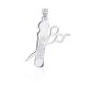 14K White Gold Personalized Name Hair Stylist Scissor and Barber Shop Pole Engravable Pendant view 2