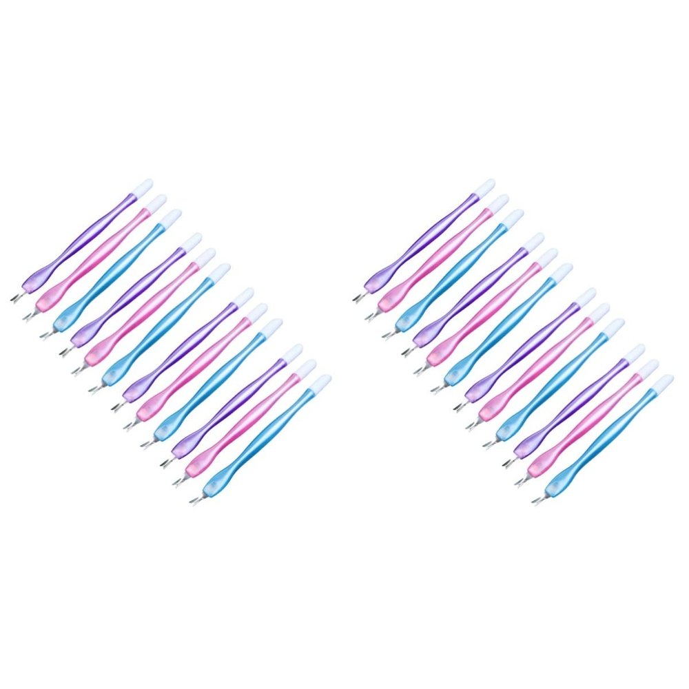 FOMIYES 30pcs Cuticle Pusher and Dead Skin Remover Non- Handle Nail Art Tools for Home Salon Use Random Colors for Manicure and Pedicure