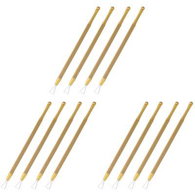 LALAFINA 12pcs Stainless Steel Triangle Cuticle Pusher and Gel Polish Remover Tool for Manicure and Pedicure Ergonomic Design for Easy Nail Art Removal