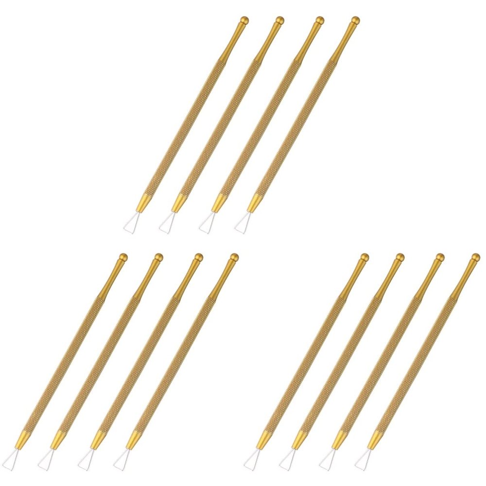 LALAFINA 12pcs Stainless Steel Triangle Cuticle Pusher and Gel Polish Remover Tool for Manicure and Pedicure Ergonomic Design for Easy Nail Art Removal