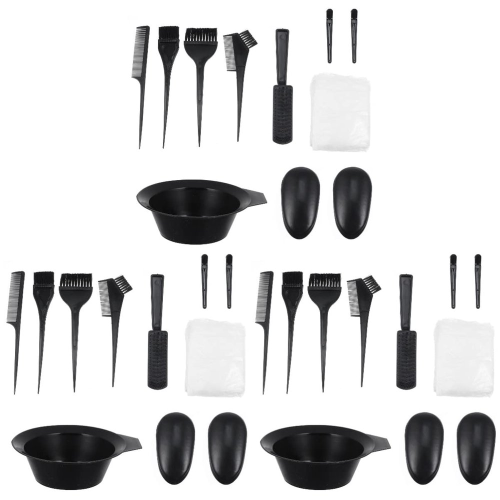LALAFINA 33pcs Hair Dyeing Brush and Bowl Set Professional Hair Mixing Kit for Home Use Easy Application Tools Ear Caps and Salon Use