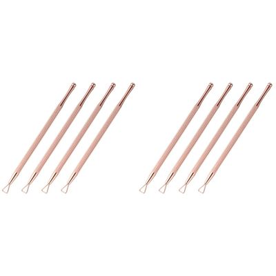 LALAFINA 8pcs Stainless Steel Cuticle Pusher Triangle Gel Polish Remover Tool for Manicure and Pedicure Ergonomic Handle Rose for Nail Art and Salon Use