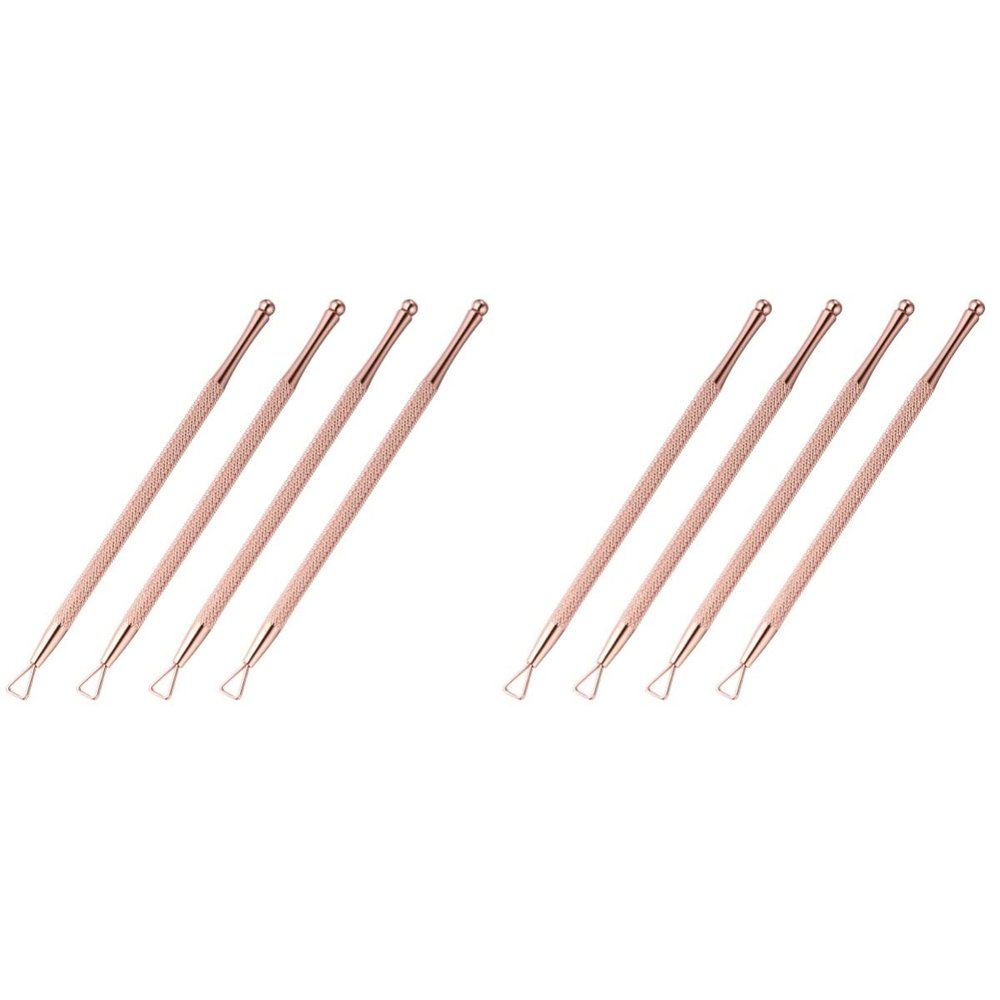 LALAFINA 8pcs Stainless Steel Cuticle Pusher Triangle Gel Polish Remover Tool for Manicure and Pedicure Ergonomic Handle Rose for Nail Art and Salon Use