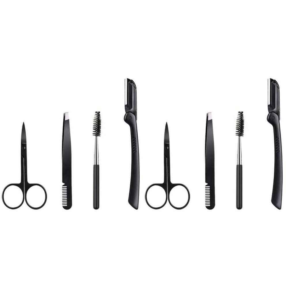 Beavorty 8pcs Women Eyebrow Grooming Kit Beauty Tools Scissors Shaver Eyebrow Clip for Women Girls