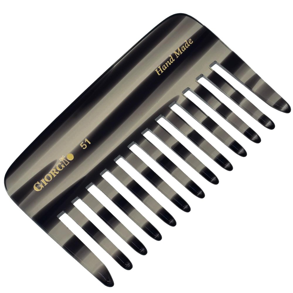 Giorgio G51 Graphite Wide Tooth detangling Combs for Women, Wide Teeth Pocket Comb for Thick Curly Wavy Hair. Great For Wet and Dry Everyday Hair Care. Saw-Cut and Hand Polished