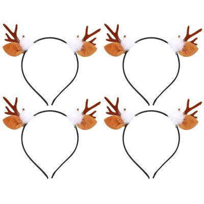 4 Pieces Christmas Headbands Christmas Reindeer Headband Antler Horn Headwear Reindeer Antler Headband for Women Girls Party Holiday
