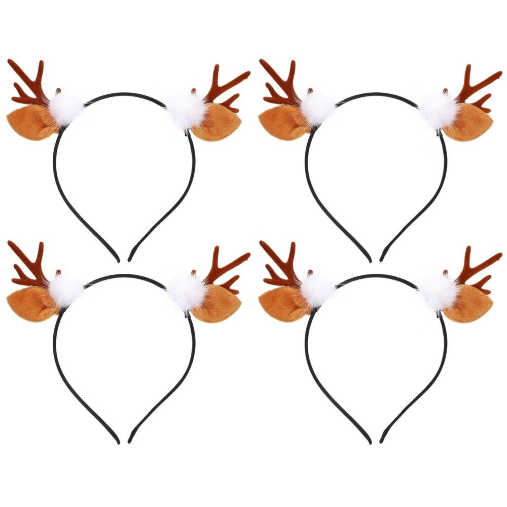 4 Pieces Christmas Headbands Christmas Reindeer Headband Antler Horn Headwear Reindeer Antler Headband for Women Girls Party Holiday