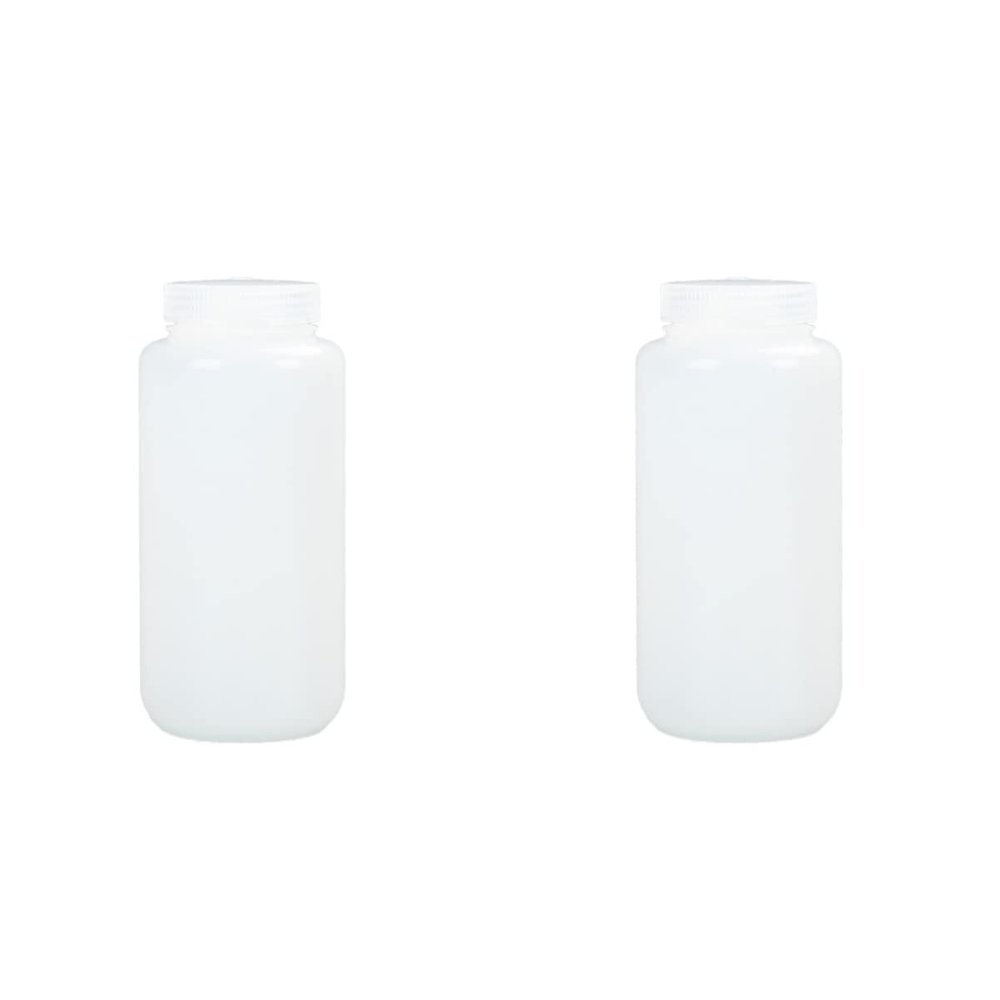 Zerodeko 2pcs Wide Mouth Reagent Bottle Hdpe Plastic Dispensing Container for Water Lotion Shampoo Leak Easy Refill Clean for Home Kitchen Use