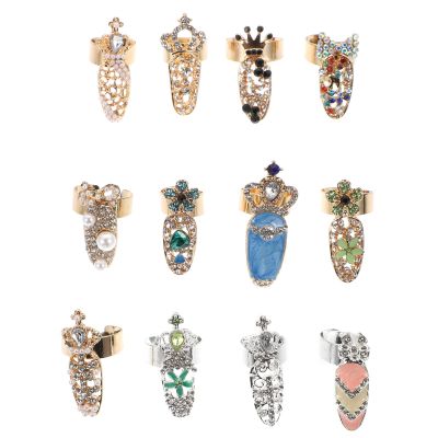 FOMIYES 2sets Chic Fingernail Rings for Women Nail Art Decor Ring Manicure Accessory Fashion Nail for Daily Wear 12pcs*2