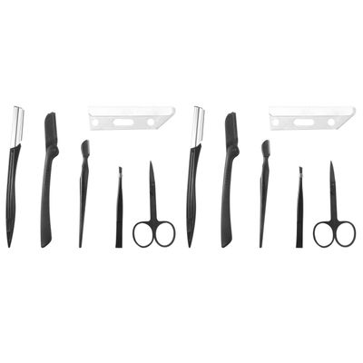 Beaupretty 2sets Eyebrow Grooming Set Trimmer Comb Tweezers Scissors Shaper Makeup Tools Kit Compact for Travel for Her