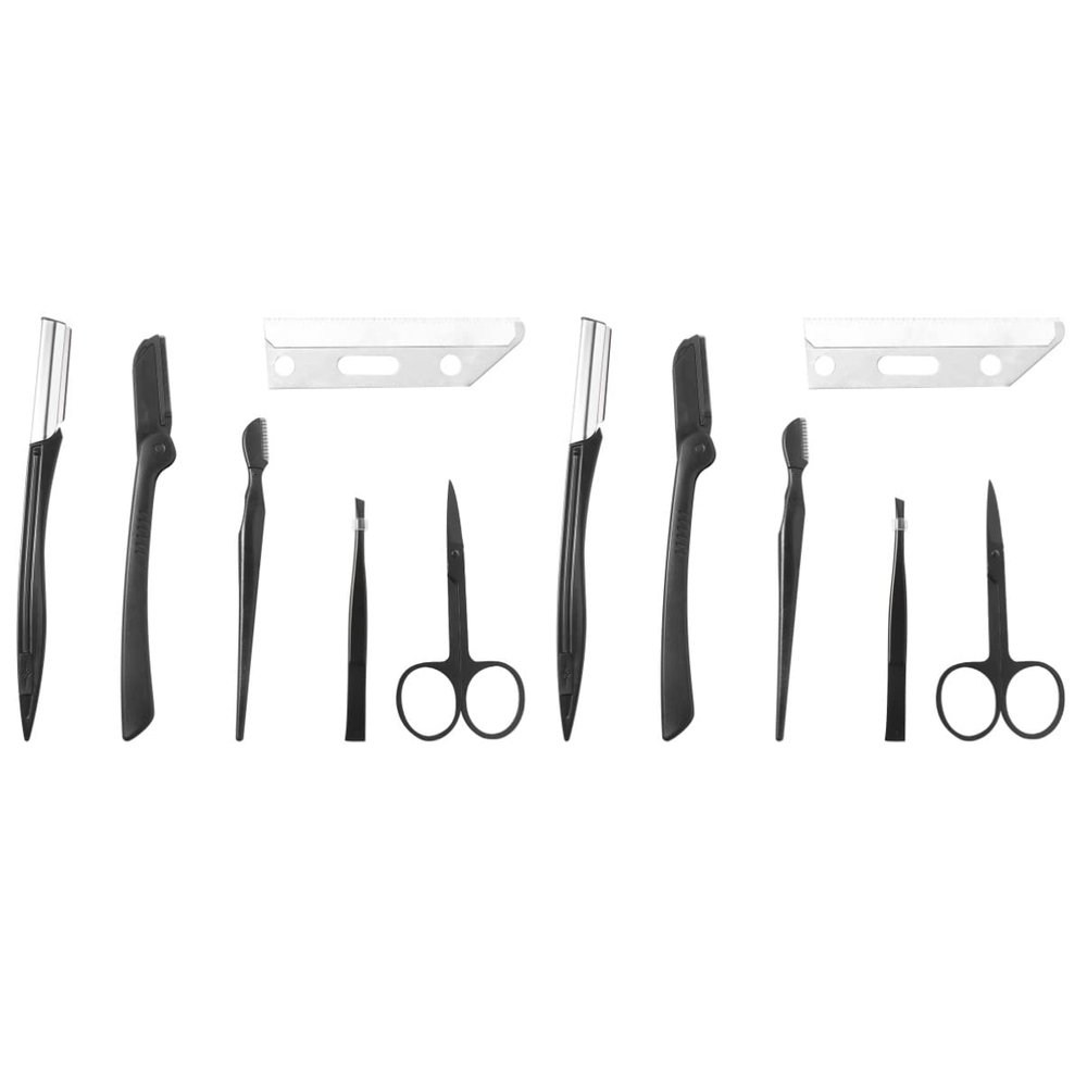 Beaupretty 2sets Eyebrow Grooming Set Trimmer Comb Tweezers Scissors Shaper Makeup Tools Kit Compact for Travel for Her