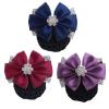 3 Pieces Premium Hair Barrette with Big Bowknot and Dimond Decorated Hair Clips with Snood Hair Snood with Clips Hair Clips with Big Bowknot for Girls and Women(Red+Blue+Purple) view 1