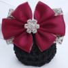 3 Pieces Premium Hair Barrette with Big Bowknot and Dimond Decorated Hair Clips with Snood Hair Snood with Clips Hair Clips with Big Bowknot for Girls and Women(Red+Blue+Purple) view 3