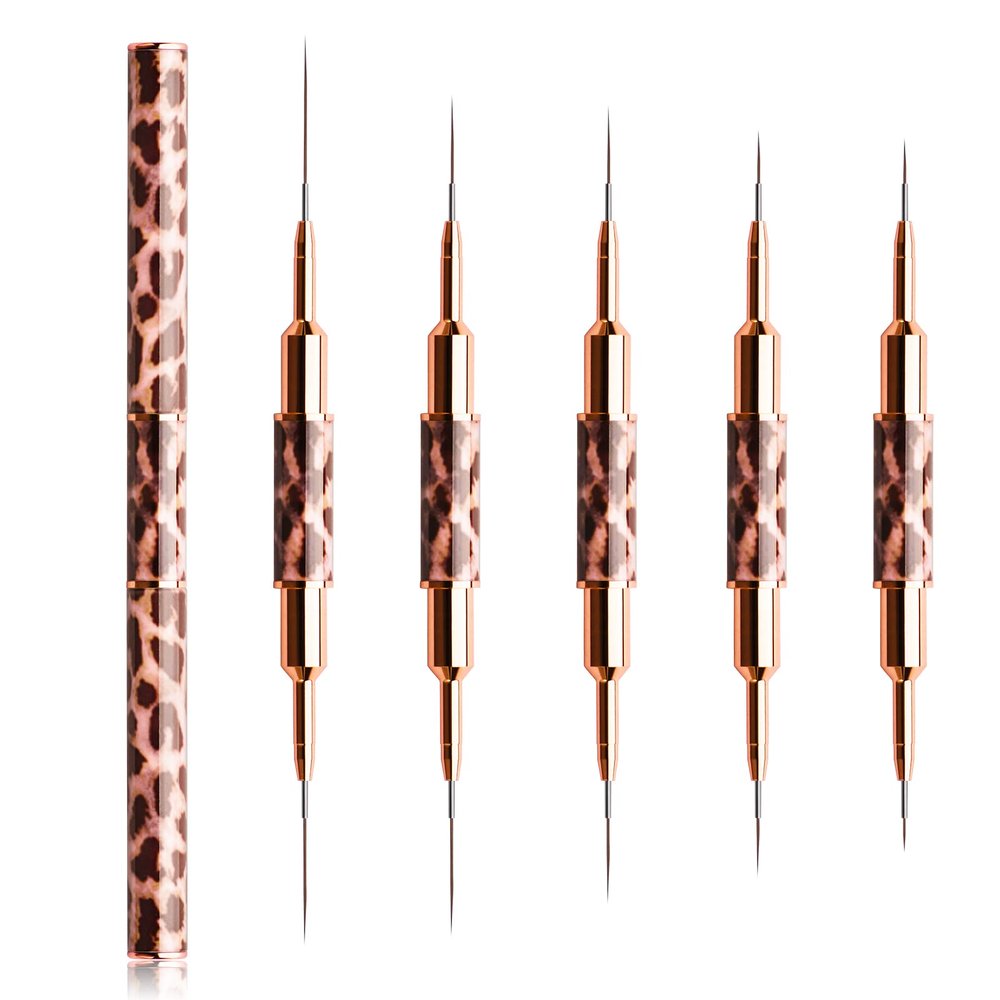 Nail Art Brushes - Double-Ended Nail Art Liner Brushes 10 Heads Striping Liner Brush Set Nail Design Brushes for Elongated Long Lines, Thin Details, Fine Drawing Nail Brushes for Nail Art, Striper Brushes Lengths 5/7/9/11/14/15/17/20/22/25mm