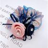 3Pieces Big Hair Silk Scrunchies with Flowers and Crystal Decorated for Thick Hair Elastic Ties for Girls & Women(Purple,Green,Blue) view 2