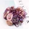 3Pieces Big Hair Silk Scrunchies with Flowers and Crystal Decorated for Thick Hair Elastic Ties for Girls & Women(Purple,Green,Blue) view 3