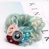 3Pieces Big Hair Silk Scrunchies with Flowers and Crystal Decorated for Thick Hair Elastic Ties for Girls & Women(Purple,Green,Blue) view 4