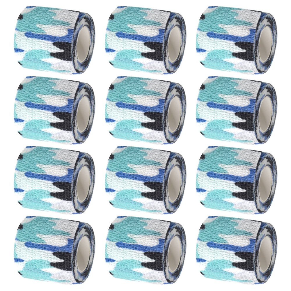 VideoPUP Tattoo Grip Cover Wrap,12PCS Disposable Cohesive Tattoo Grip Cover Elastic Bandage Handle Grip Tube for Tattoo Machine Tattoo Grip Accessories,Sea Camouflage