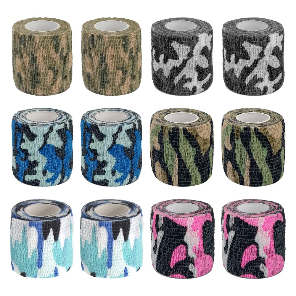 VideoPUP Tattoo Grip Cover Wrap,12PCS Disposable Cohesive Tattoo Grip Cover Elastic Bandage Handle Grip Tube for Tattoo Machine Tattoo Grip Accessories,Mixed Camouflage