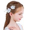 2PCS Flower Girls Hair Accessories White Floral Wedding Hair Pins Headpiece for Women Bridal Bridesmaids view 1