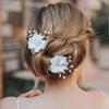2PCS Flower Girls Hair Accessories White Floral Wedding Hair Pins Headpiece for Women Bridal Bridesmaids view 3