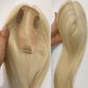 MorningWigs Blonde Human Remy Hair Topper for White Women, 14 inches Natural Straight, Full Silk Based Natural Partline Topper for Thinning Hair (12inches) view 1
