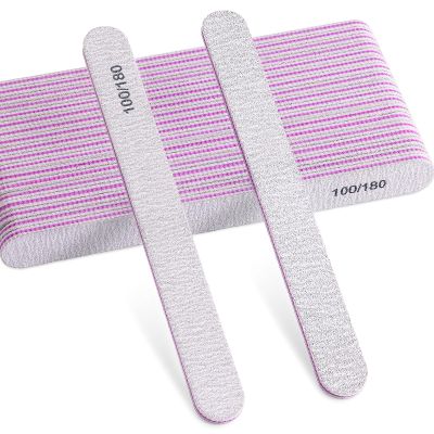 TsMADDTs Nail Files Set, 20PCS Double Sided Emery Board Natural Acrylic Nails 100 180 Grit Professional Manicure Tools for Home Salon