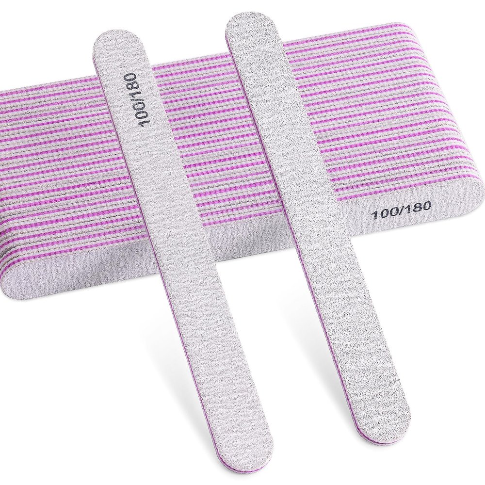 TsMADDTs Nail Files Set, 20PCS Double Sided Emery Board Natural Acrylic Nails 100 180 Grit Professional Manicure Tools for Home Salon