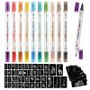 HAWINK Temporary Tattoo Markers for Skin, 10 Body Markers + 56 Large Tattoo Stencils, Dual-End Tattoo Pens Make Bold and Fine Lines ZYH2208001KIT view 1