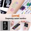 HAWINK Temporary Tattoo Markers for Skin, 10 Body Markers + 56 Large Tattoo Stencils, Dual-End Tattoo Pens Make Bold and Fine Lines ZYH2208001KIT view 4