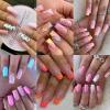 6 Packs (144 Pcs) Press on Nails Medium, Misssix Short Fake Nails Square Glue on Nails Set with Adhesive Tabs Nail File false nail kits for Women view 1