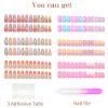 6 Packs (144 Pcs) Press on Nails Medium, Misssix Short Fake Nails Square Glue on Nails Set with Adhesive Tabs Nail File false nail kits for Women view 3