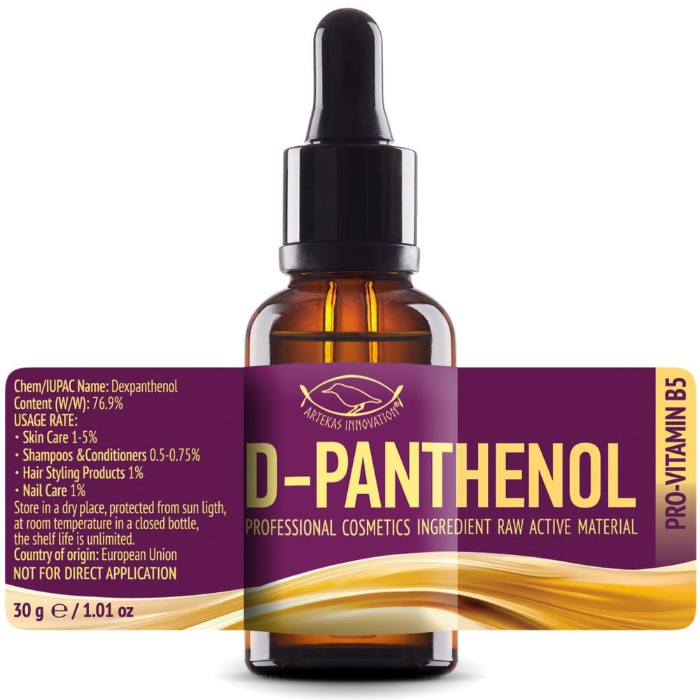 Artekas Innovation D-PANTHENOL - 76.9% Concentrate  Cosmetic Grade ProVitamin B5  for DIY Serums, Creams & Hair Care - 30 g (1 oz)