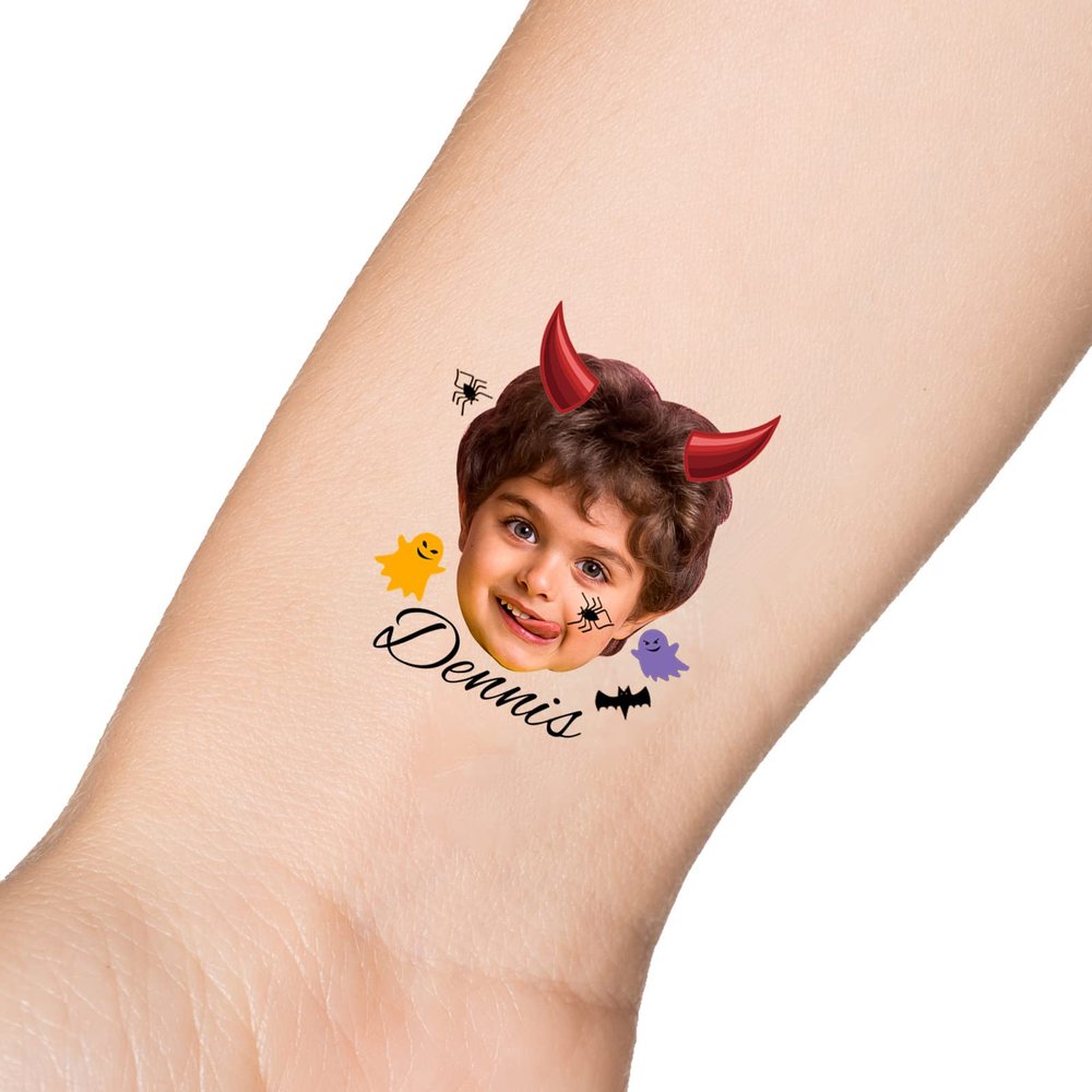 15pcs Custom Tattoos Personalized Temporary Tattoos with Photo Face Waterproof Name Logo Halloween Pumpkin Tattoos Stickers Funny For Women Men Kids Gifts for Birthday Party Wedding Bride Groom Decor