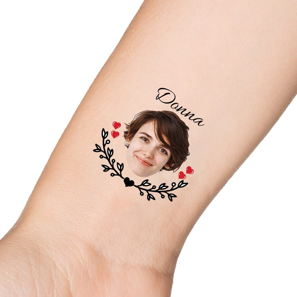 15pcs Custom Tattoos Personalized Temporary Tattoos with Photo Face Waterproof Name Logo Tattoos Stickers Funny For Women Men Kids Gifts for Birthday Party Wedding Bride Groom Decor