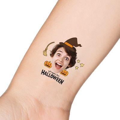 15pcs Custom Tattoos Personalized Temporary Tattoos with Photo Face Waterproof Name Logo Halloween Pumpkin Tattoos Stickers Funny For Women Men Kids Gifts for Birthday Party Wedding Bride Groom Decor